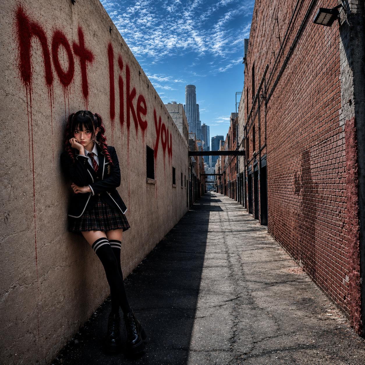 Not Like You — Ghost Bride Scarlett in a downtown alley